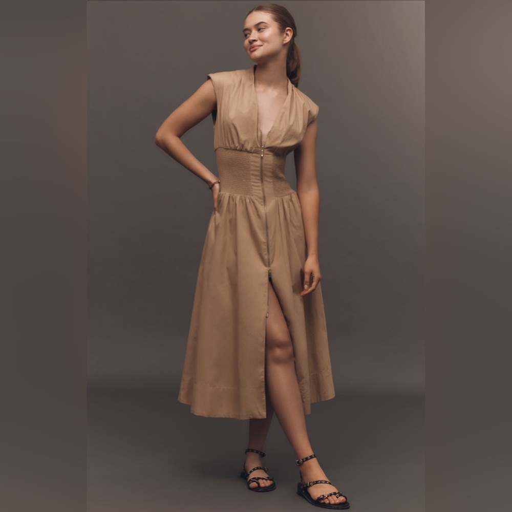 Anthropologie The Tommie Zip-Front Midi Dress